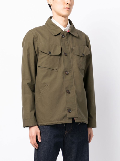 Shop Leathersmith Of London Hudson Button-down Shirt Jacket In Green