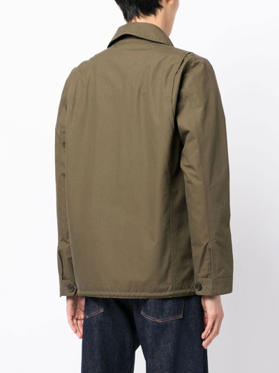 Shop Leathersmith Of London Hudson Button-down Shirt Jacket In Green