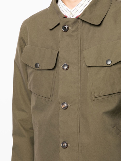 Shop Leathersmith Of London Hudson Button-down Shirt Jacket In Green