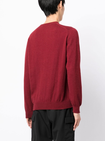 Shop Leathersmith Of London V-neck Knit Jumper In Red