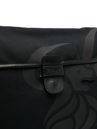 Shop Leathersmith Of London Lion Canvas Messenger Bag In Black