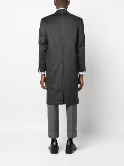 Shop Thom Browne Grosgrain-tab Cashmere Coat In 灰色