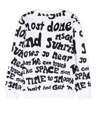 Msgm Motif-print Cotton Sweatshirt In White