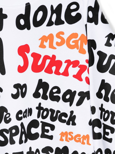 Msgm Motif-print Cotton Sweatshirt In White
