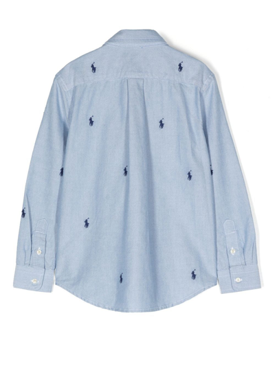 Polo Ralph Lauren Boys Blue Pony Logo Shirt In Blue