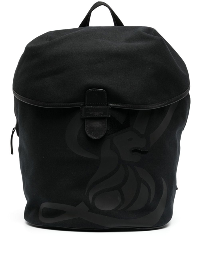 Shop Leathersmith Of London Lion-print Detail Backpack In Black