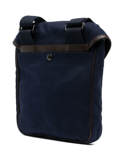 Shop Leathersmith Of London Embossed-logo Detail Shoulder Bag In Blue