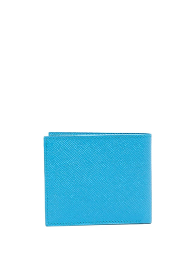Shop Leathersmith Of London Logo-detail Leather Wallet In Blue