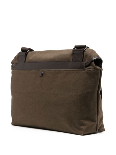 Shop Leathersmith Of London Lion Canvas Messenger Bag In Brown