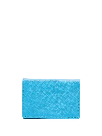 Shop Leathersmith Of London Logo-detail Leather Cardholder In Blue