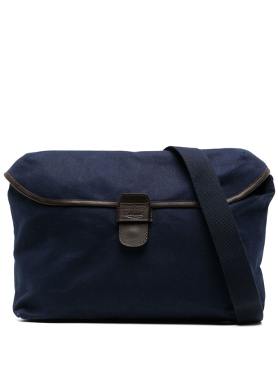 Shop Leathersmith Of London Canvas Messenger Bag In Blue