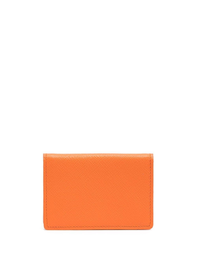 Shop Leathersmith Of London Logo-detail Leather Card Holder In Orange