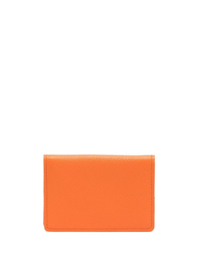 Shop Leathersmith Of London Logo-detail Leather Card Holder In Orange