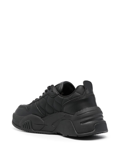 Shop Versace Jeans Couture Quilted Chunky Sneakers In 黑色