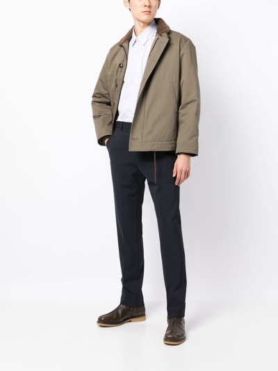 Shop Leathersmith Of London Button-down Fastening Shirt Jacket In Green