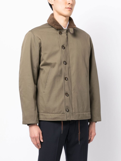 Shop Leathersmith Of London Button-down Fastening Shirt Jacket In Green