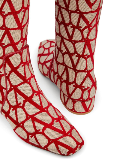 Valentino Vlogo 30 Type Toile Iconographe Canvas Knee-high Boot In Neutrals