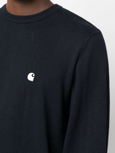 Carhartt Logo-print Crew Neck Sweatshirt In 蓝色