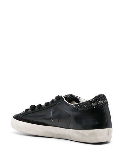 Golden Goose Textured Star Design Sneakers With Sparkling Accents In 黑色