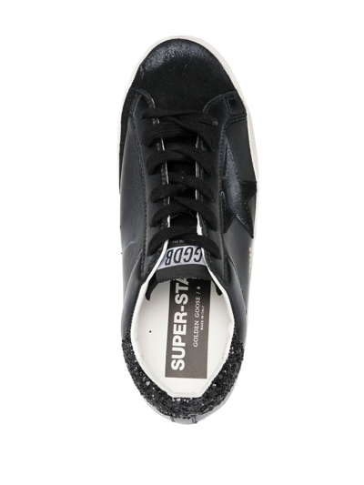 Golden Goose Textured Star Design Sneakers With Sparkling Accents In 黑色