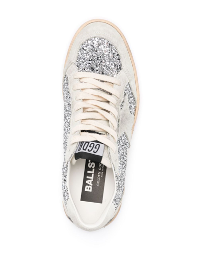 Shop Golden Goose Ball-star Glitter Low-top Sneakers In 中性色