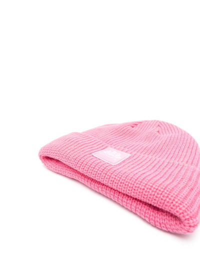 Shop Sundek Knitted Logo-patch Beanie Hat In 粉色