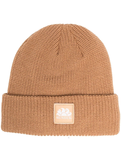 KNITTED LOGO-PATCH BEANIE HAT