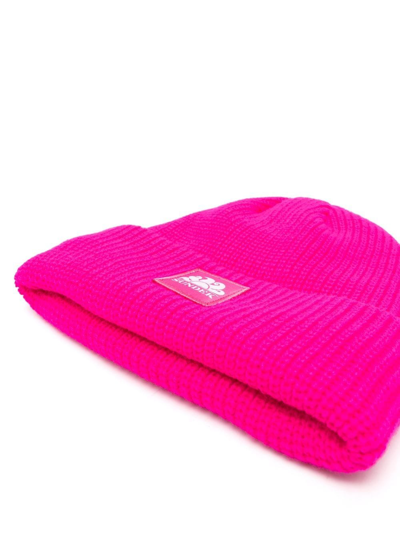 Shop Sundek Knitted Logo-patch Beanie Hat In 粉色