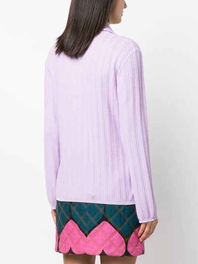 Shop Marco Rambaldi Rib-knit Spread-collar Shirt In 紫色
