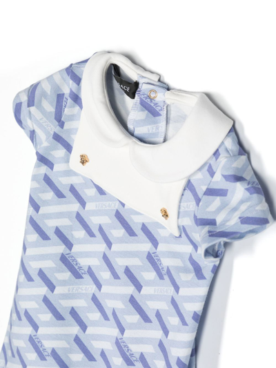 Shop Versace Geometric-pattern Romper In 蓝色