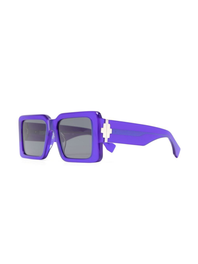 Marcelo Burlon County Of Milan Maiten Rectangular-frame Sunglasses In Blue