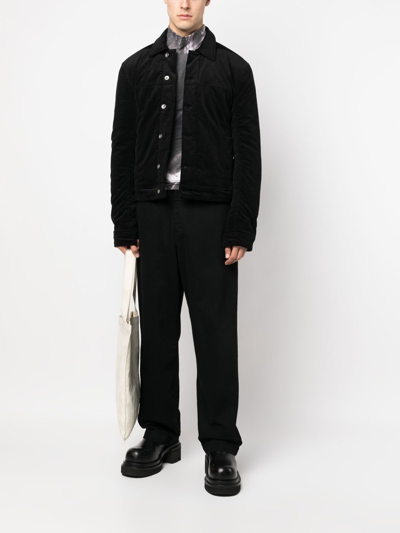 Rick Owens Drkshdw Button-down Corduroy Worker Jacket In 黑色
