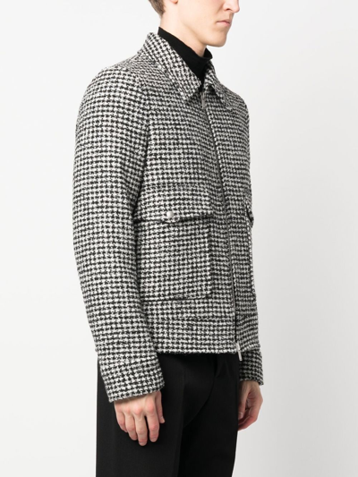 Shop Pt Torino Check-pattern Zip-up Jacket In 黑色