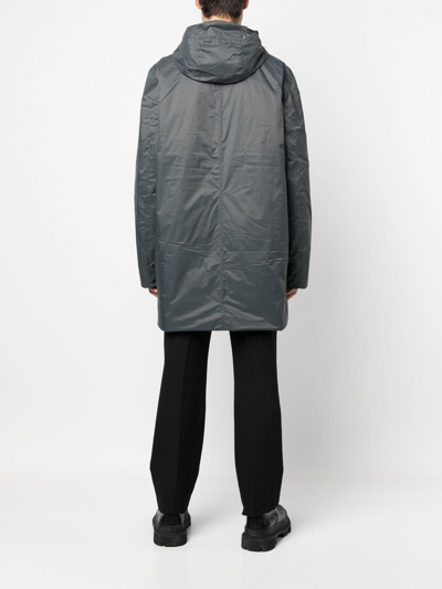 Shop Rains Zip-up Hooded Raincoat In 灰色