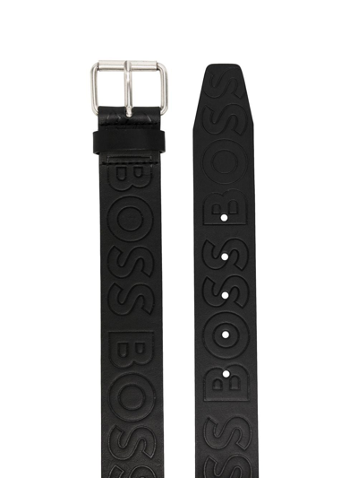 Shop Hugo Boss Engraved-logo Belt In 黑色