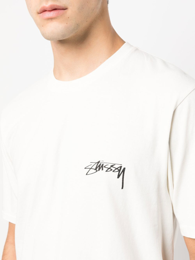 Shop Stussy Logo-print T-shirt In Natural