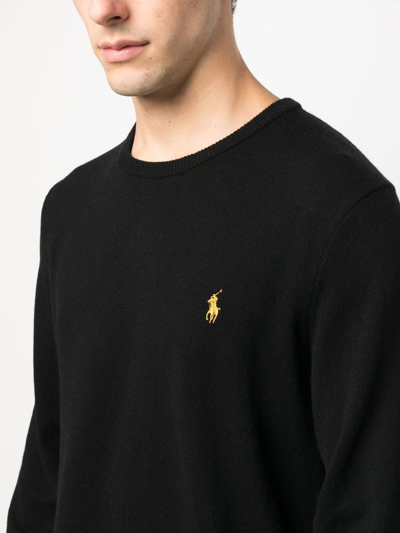 Shop Polo Ralph Lauren Polo Pony Fine-knit Jumper In 黑色