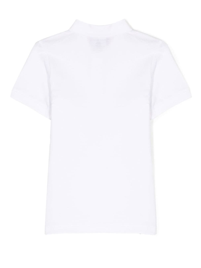 Emporio Armani Logo-embossed Cotton Polo Shirt In 白色