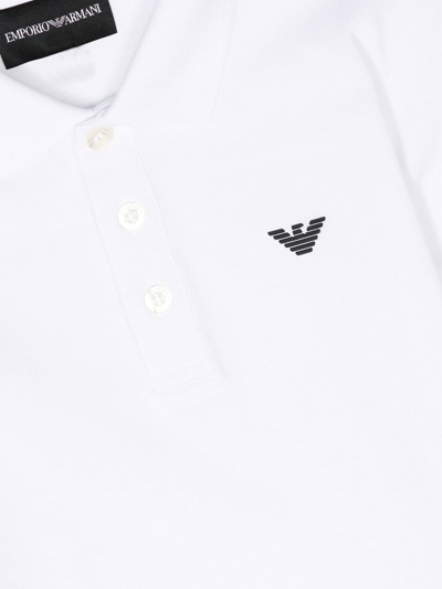 Emporio Armani Logo-embossed Cotton Polo Shirt In 白色