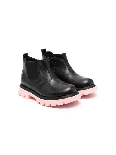 Shop Gallucci Contrast-sole Leather Ankle Boots In 黑色