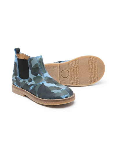 Gallucci Camouflage-print Leather Ankle Boots In 蓝色