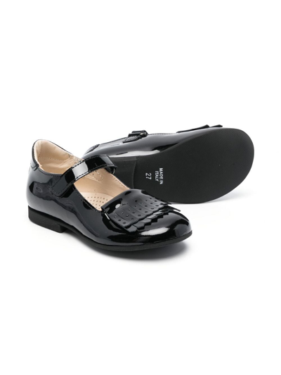 Shop Gallucci Fringe-panel Patent Ballerina Shoes In 黑色