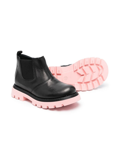 Shop Gallucci Contrast-sole Leather Ankle Boots In 黑色