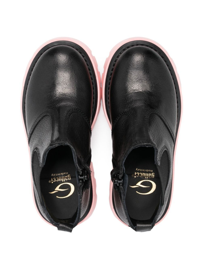Gallucci Contrast-sole Leather Ankle Boots In 黑色