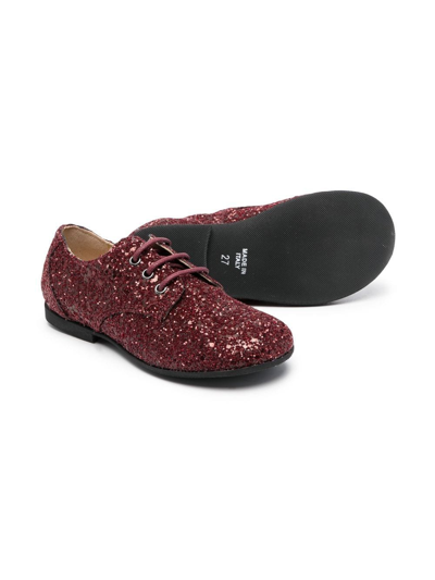 Shop Gallucci Glitter Lace-up Ballerina Shoes In 红色