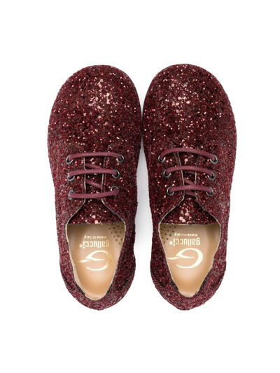 Gallucci Glitter Lace-up Ballerina Shoes In 红色