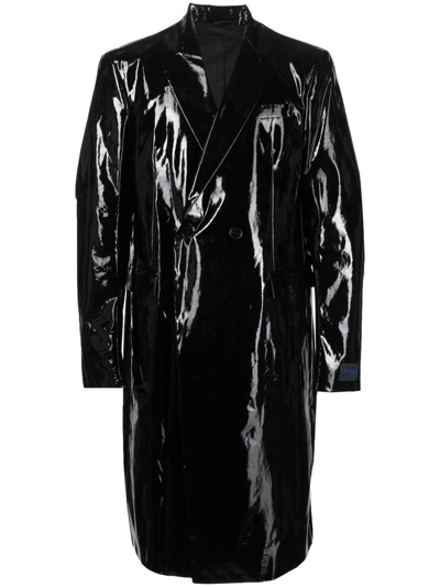 Raf Simons Black Double-breasted Coat In 黑色
