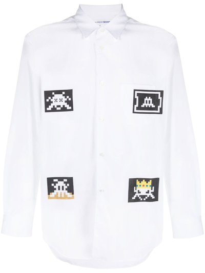 Shop Comme Des Garçons Shirt Space Invader Graphic-print Shirt In 白色