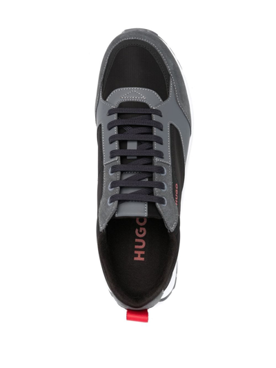 Shop Hugo Panelled Low-top Sneakers In Black