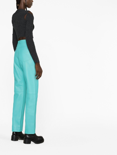 Shop Remain Wide-leg Leather Trousers In Green